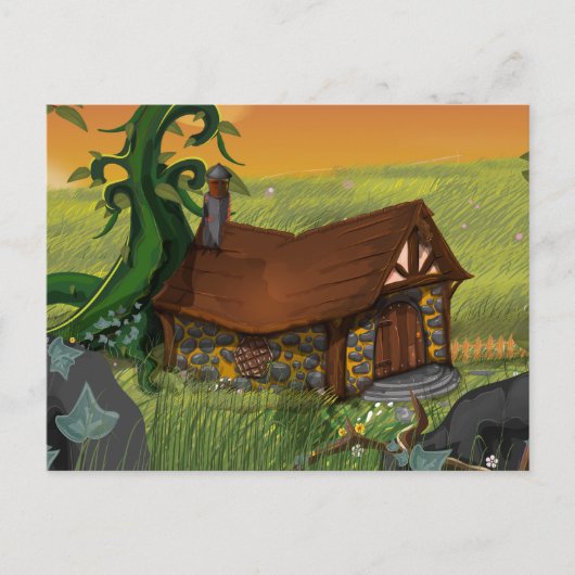 Bonenstaak Cottage Cartoon Briefkaart (Voorkant)
