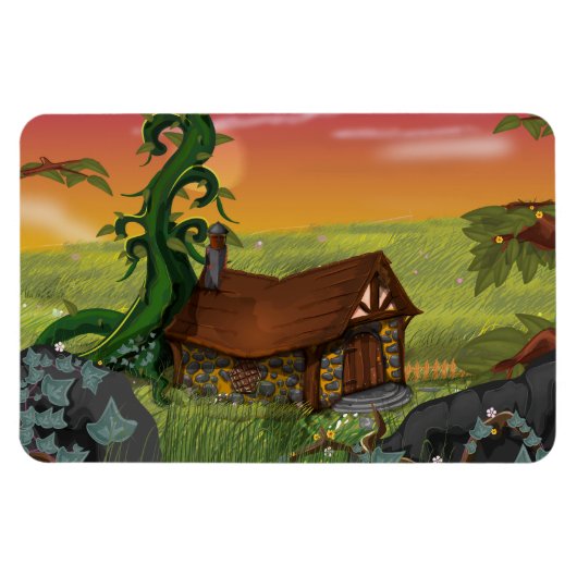 Bonenstaak Cottage Cartoon Magneet (Horizontaal)