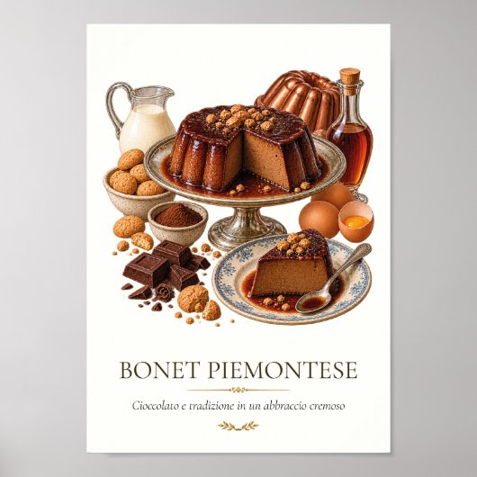Bonet Piemontese – Italiaans dessert uit grootmoed Poster (Voorkant)