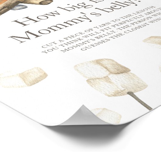 Bonfire baby shower - Hoe groot is mama's buik Poster (Hoek)