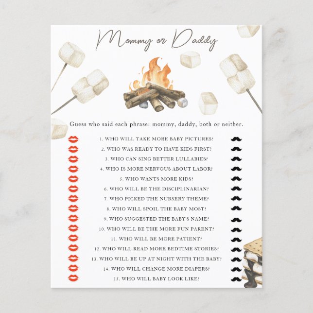 Bonfire baby shower - mama of papa spel (Voorkant)