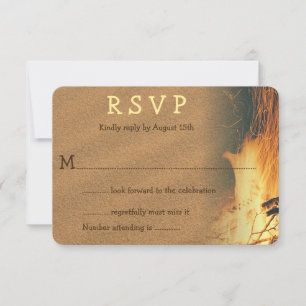 Bonfire Beach Wedding RSVP Enclosure Kaart
