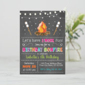 Bonfire Birthday Invitation | Achtertuin, kamperen Kaart (Staand voorkant)