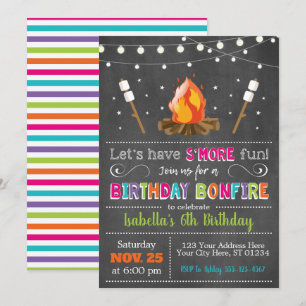 Bonfire Birthday Invitation   Achtertuin, kamperen Kaart
