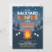 Bonfire Birthday Invitation Bonfire Camping Party Kaart (Voorkant)