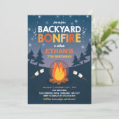 Bonfire Birthday Invitation Bonfire Camping Party Kaart (Staand voorkant)