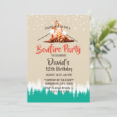 Bonfire Birthday Party Forest Camping Kaart (Staand voorkant)