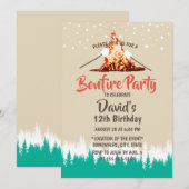 Bonfire Birthday Party Forest Camping Kaart (Voorkant / Achterkant)