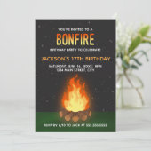 Bonfire Birthday Party Invitation Kaart (Staand voorkant)