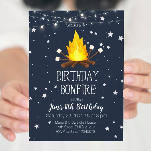 Bonfire Birthday Party Invitation Kaart