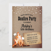 Bonfire Birthday Party Rustic Kraft Kaart (Voorkant)