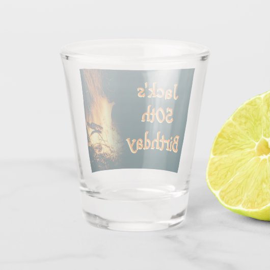 Bonfire Birthday Party Shot Glas (Achterkant)