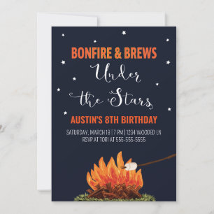 Bonfire & Brews Birthday Invitation Kaart