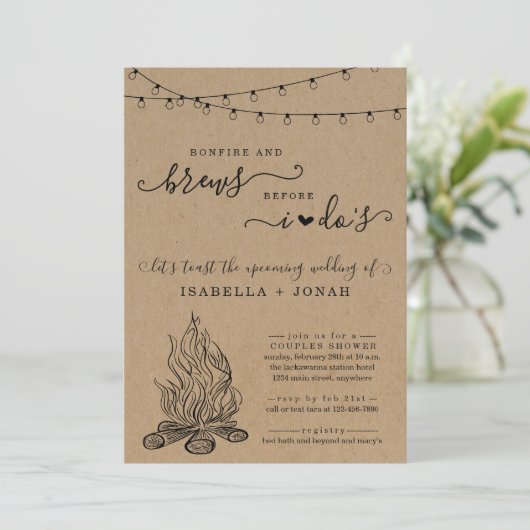 Bonfire & Brews, voor ik Vrijgezellenfeest voor pa Kaart (Staand voorkant)