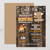 Bonfire Broers en Zussen Verjaardagsfeestje Kaart (Voorkant / Achterkant)