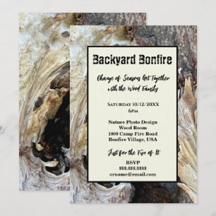 BONFIRE CAMPFIRE FIREPIT WOOD FOTO INVITATIE KAART