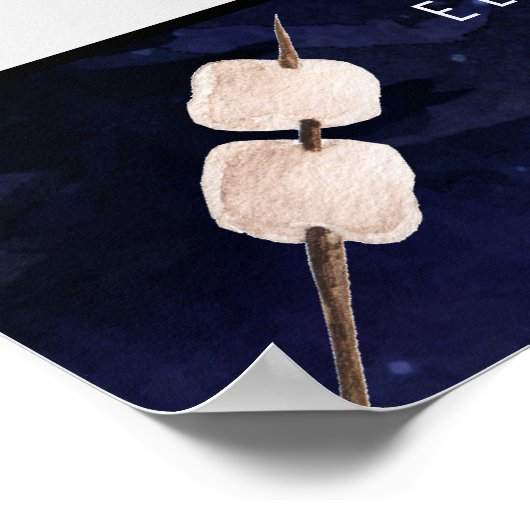 Bonfire Camping | Aankondiging geboortedag foto pr Poster (Hoek)