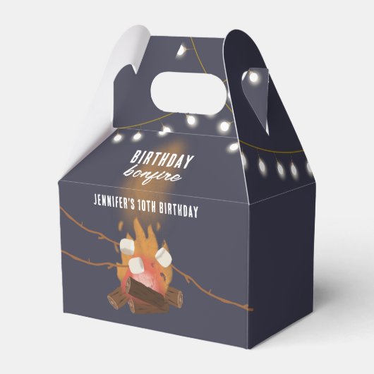 Bonfire & Camping Buitenkampvuur Verjaardagsfeest Bedankdoosjes (Voorkant Zijde)