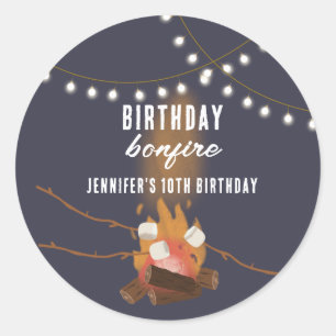 Bonfire & Camping Buitenkampvuur Verjaardagsfeest Ronde Sticker