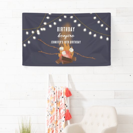 Bonfire & Camping Buitenkampvuur Verjaardagsfeest Spandoek (Insitu)
