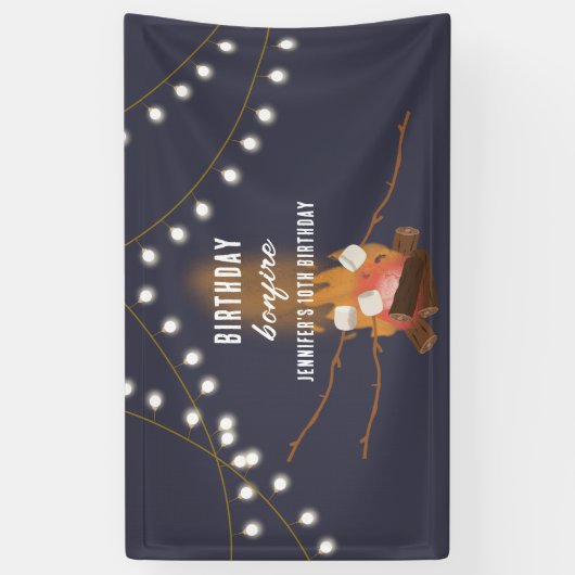 Bonfire & Camping Buitenkampvuur Verjaardagsfeest Spandoek (Verticaal)
