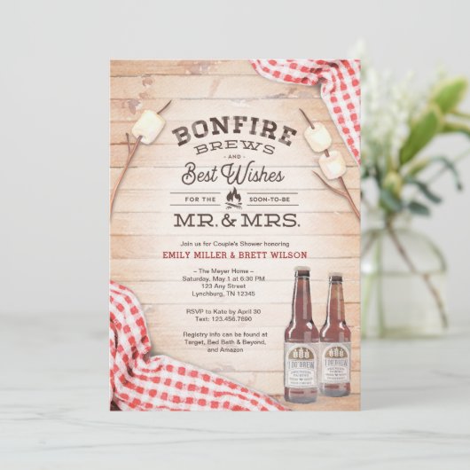Bonfire Couple's Shower Uitnodiging (Staand voorkant)