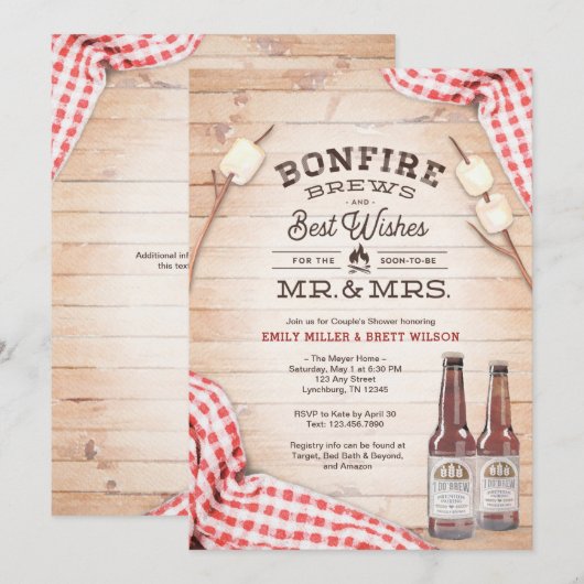 Bonfire Couple's Shower Uitnodiging (Voorkant / Achterkant)
