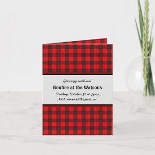 Bonfire Custom BuffaloRed Plaid Flanel Uitnodiging