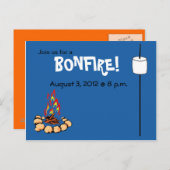 BONFIRE- en marshmallow-uitnodigingen Uitnodiging Briefkaart (Voorkant / Achterkant)