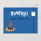 BONFIRE- en marshmallow-uitnodigingen Uitnodiging Briefkaart (Voorkant)