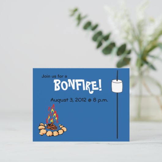 BONFIRE- en marshmallow-uitnodigingen Uitnodiging Briefkaart (Staand voorkant)