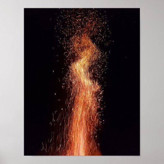 Bonfire Flames Vonkt Originele brandfotografie Poster (Voorkant)