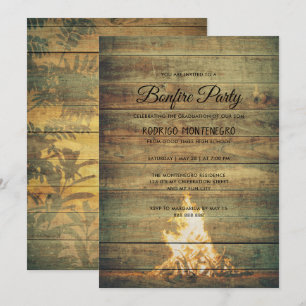 Bonfire Graduy Party Rustic Boy High School Kaart