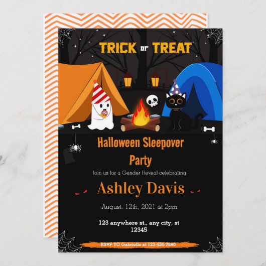 Bonfire Halloween Sleepover Party Uitnodigingen (Voorkant / Achterkant)