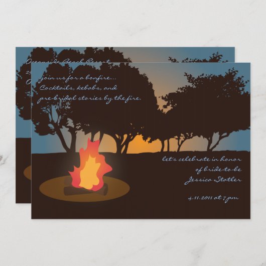 Bonfire Invitation Kaart (Voorkant / Achterkant)