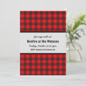 Bonfire Invitation Red Pset Flannel Kaart (Staand voorkant)