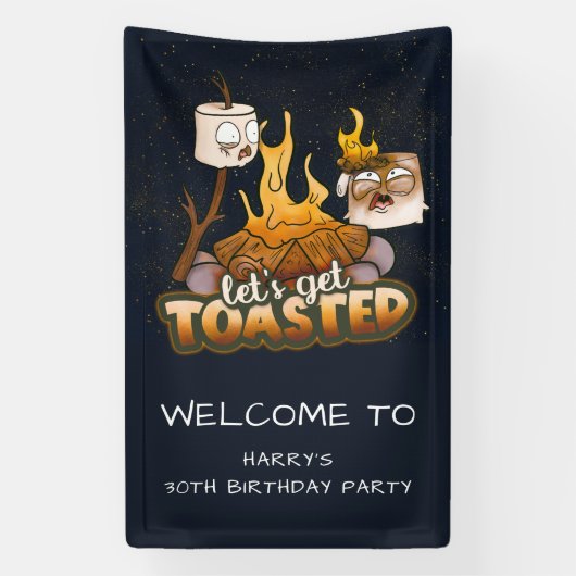 Bonfire Let's Get Toasted Verjaardag Welkom Spandoek (Verticaal)