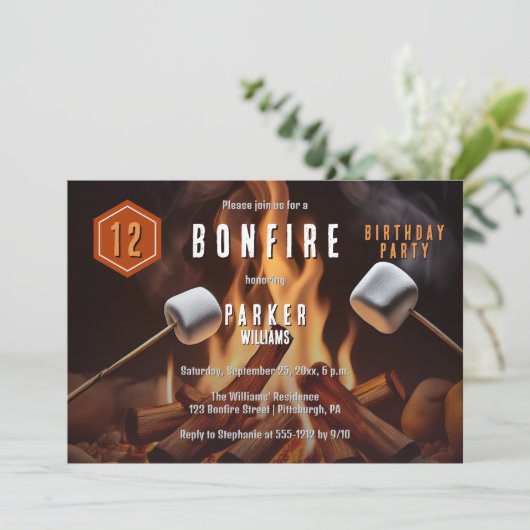 Bonfire Marshmallow Roast 12e verjaardagsfeest Kaart (Staand voorkant)