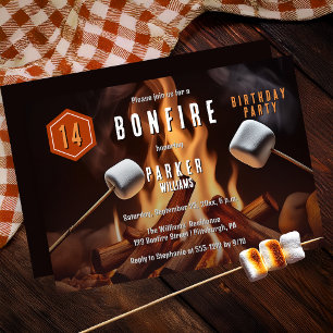 Bonfire Marshmallow Roast 14e verjaardagsfeest Kaart