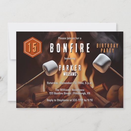 Bonfire Marshmallow Roast 15e verjaardagsfeest Kaart (Voorkant)