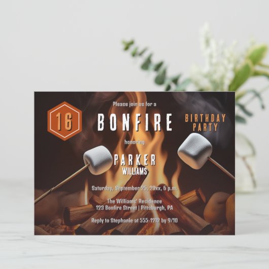 Bonfire Marshmallow Roast 16e verjaardagsfeest Kaart (Staand voorkant)