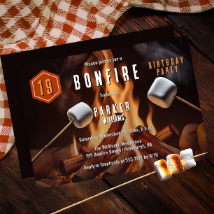 Bonfire Marshmallow Roast 19e Verjaardagsfeest Kaart
