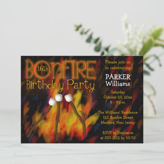 Bonfire Marshmellow Roast 16e verjaardag Kaart (Staand voorkant)