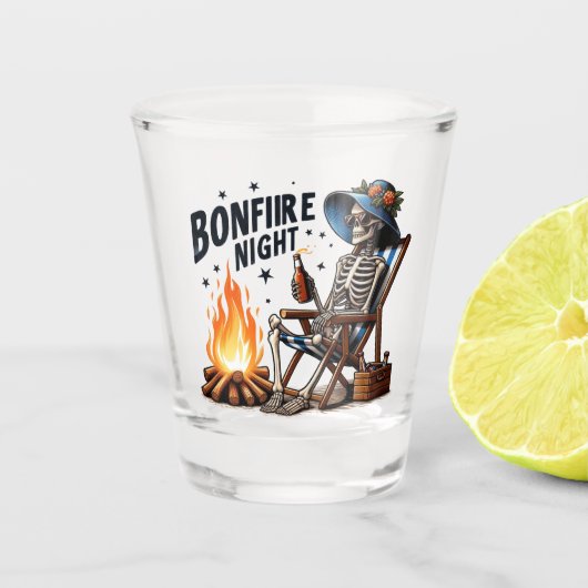 Bonfire Night - Skelet Drink door het vuur Shot Glas (Voorkant)
