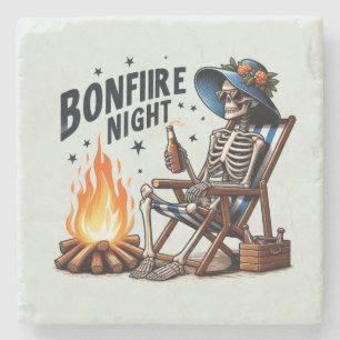 Bonfire Night - Skelet Drink door het vuur Stenen Onderzetter