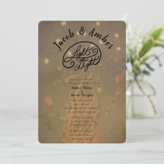 Bonfire Nights Rustic Wedding Invitation Kaart (Staand voorkant)