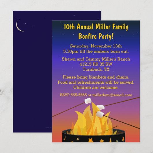 Bonfire Outdoor Gathering Kaart (Voorkant / Achterkant)
