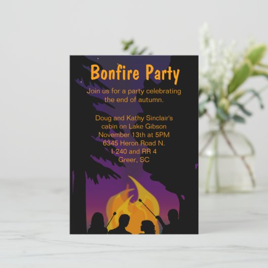 Bonfire Outdoor Party Two Sided Invision Kaart (Staand voorkant)