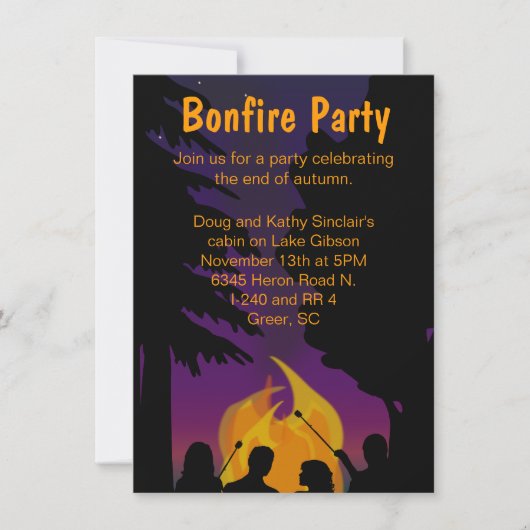 Bonfire Outdoor Party Two Sided Invision Kaart (Voorkant)