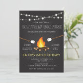 Bonfire Party Invitation, Birthday, Camp out Kaart (Staand voorkant)